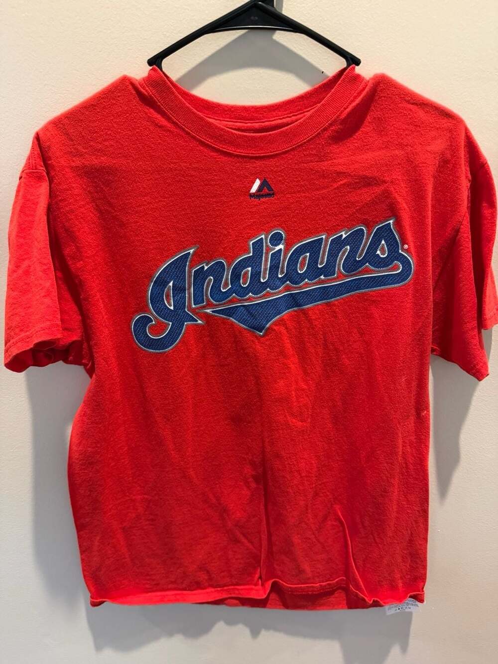 Majestic Cleveland Indians Francisco Lindor #12 Player T-Shirt Red Size Medium